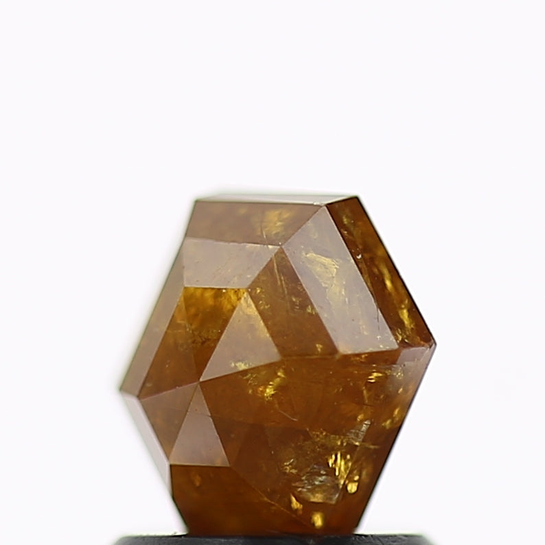 1.21 Carat Natural Orange Yellow Hexagon Salt and Pepper Diamond 6.9 MM