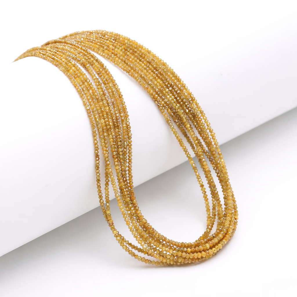 AAA+ 15 inch Strand Yellow Diamond Beads Faceted Rondelle Diamond Beads