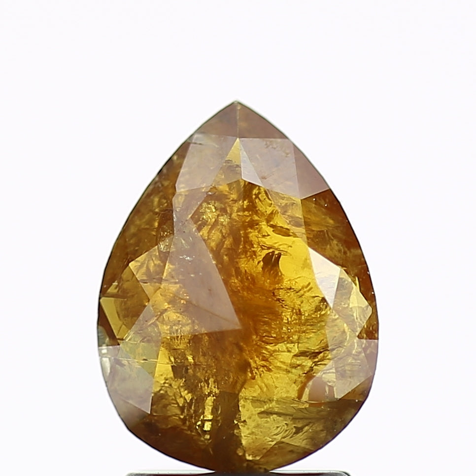 1.50 Carat Pear Salt and Pepper Diamond Yellowish Orange 9.2 MM