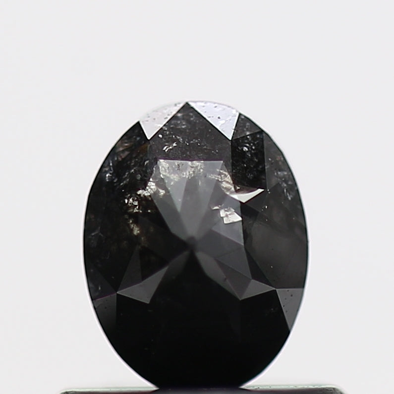 0.48 Carat Black Oval Double Rose Cut Natural Diamond 5.70 MM