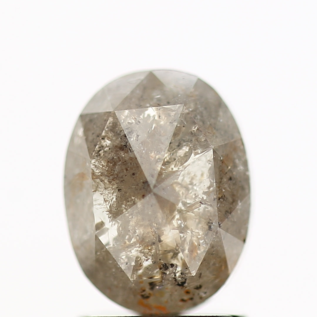 1.37 Carat Oval Gray Natural Salt and Pepper Loose Diamond 7.9 MM