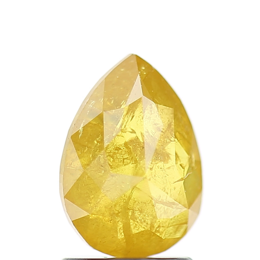 1.78 Carat Natural Fancy Yellow Pear Salt and Pepper Diamond 8.70 MM