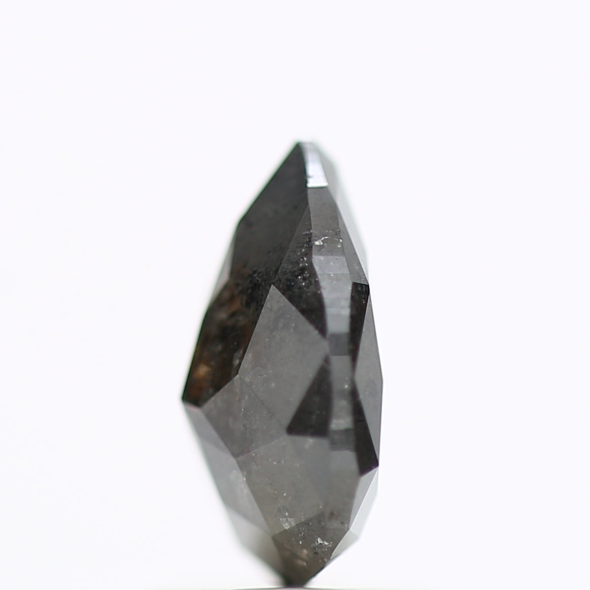 1.38 Carat Brilliant Pear Rose Cut Salt and Pepper Diamond 8.42 MM