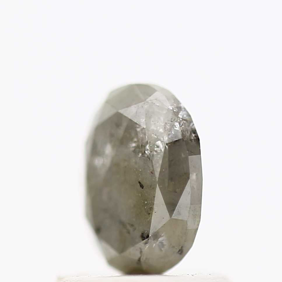 0.83 Carat Design Oval Salt Pepper Diamond Engagement Ring 6.44 MM