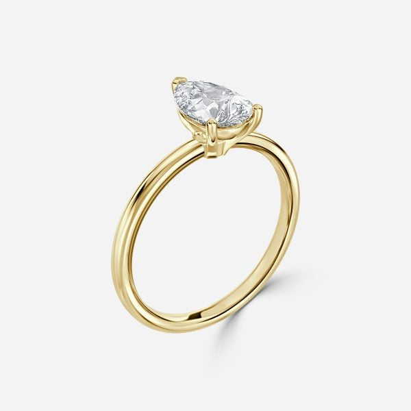 Deltic Pear Solitaire Engagement Ring 14K / 18K Solid Gold