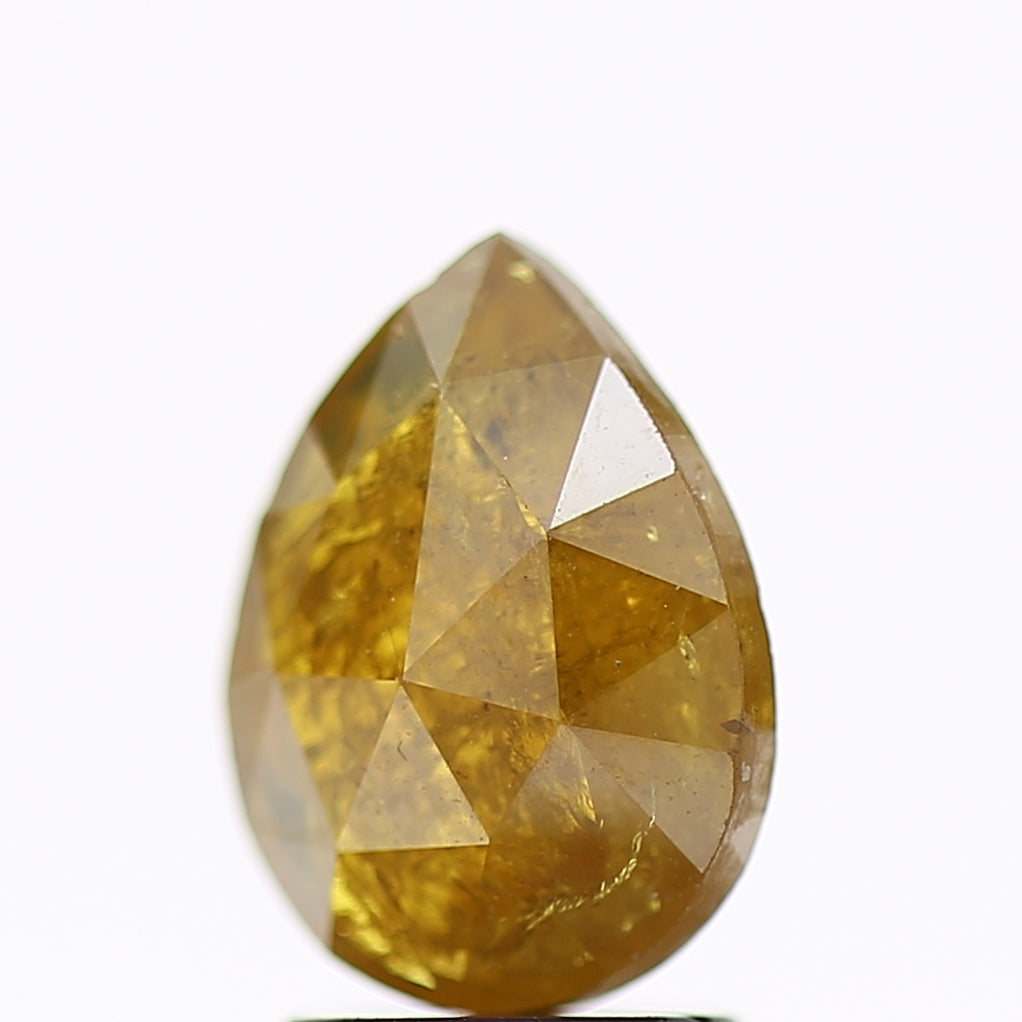 1.91 Carat Pear Salt and Pepper Diamond Fancy Yellow 9.60 MM