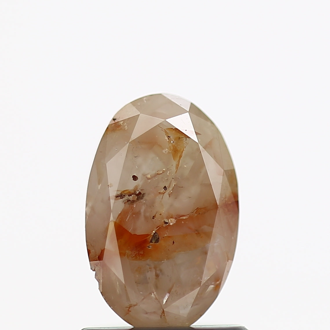 0.84 Carat Oval Brilliant Cut Orange Rustic Diamond 8 MM