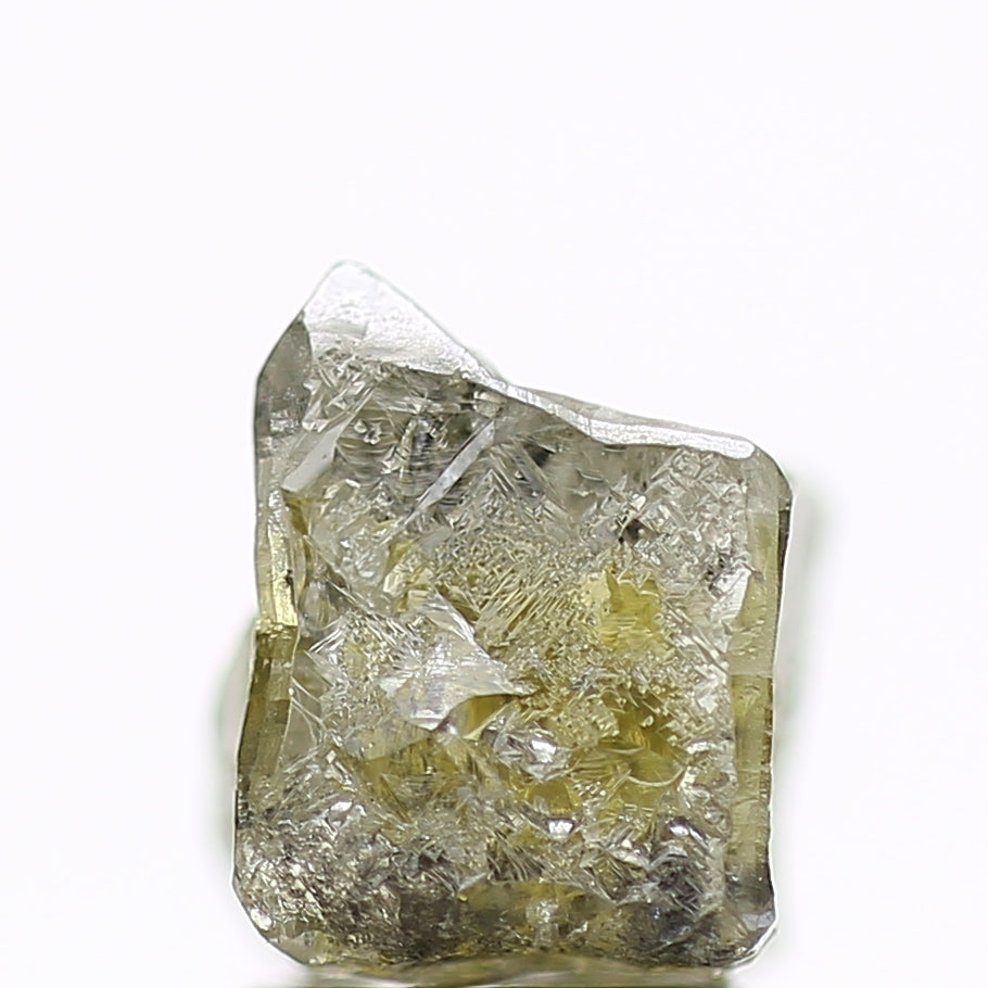 3.54 Carat Natural Yellow Green Raw Rough Cube Diamond 6.5 MM