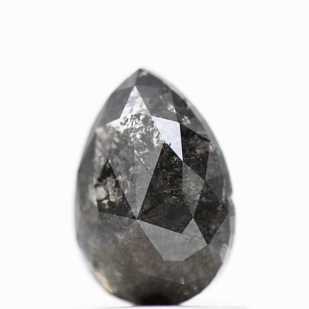1.02 Carat Natural Black Pear Salt and Pepper Diamond 7.58 MM