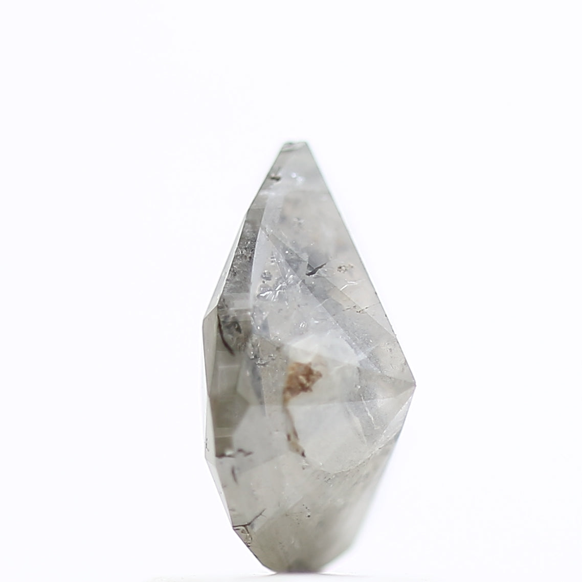 1 Carat Pear Rosecut Salt and Pepper Diamond 8 MM