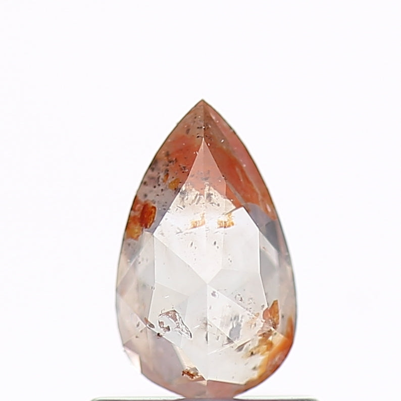 0.56 Carat Natural Peach Orange Pear Salt and Pepper Diamond 7.28 MM