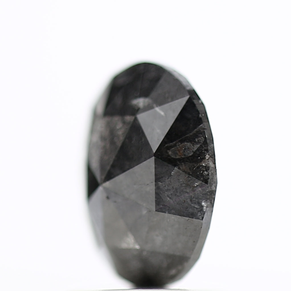 1.17 Carat Rose Cut Salt and Pepper Diamond Oval Fancy Gray Diamond 7.67 MM