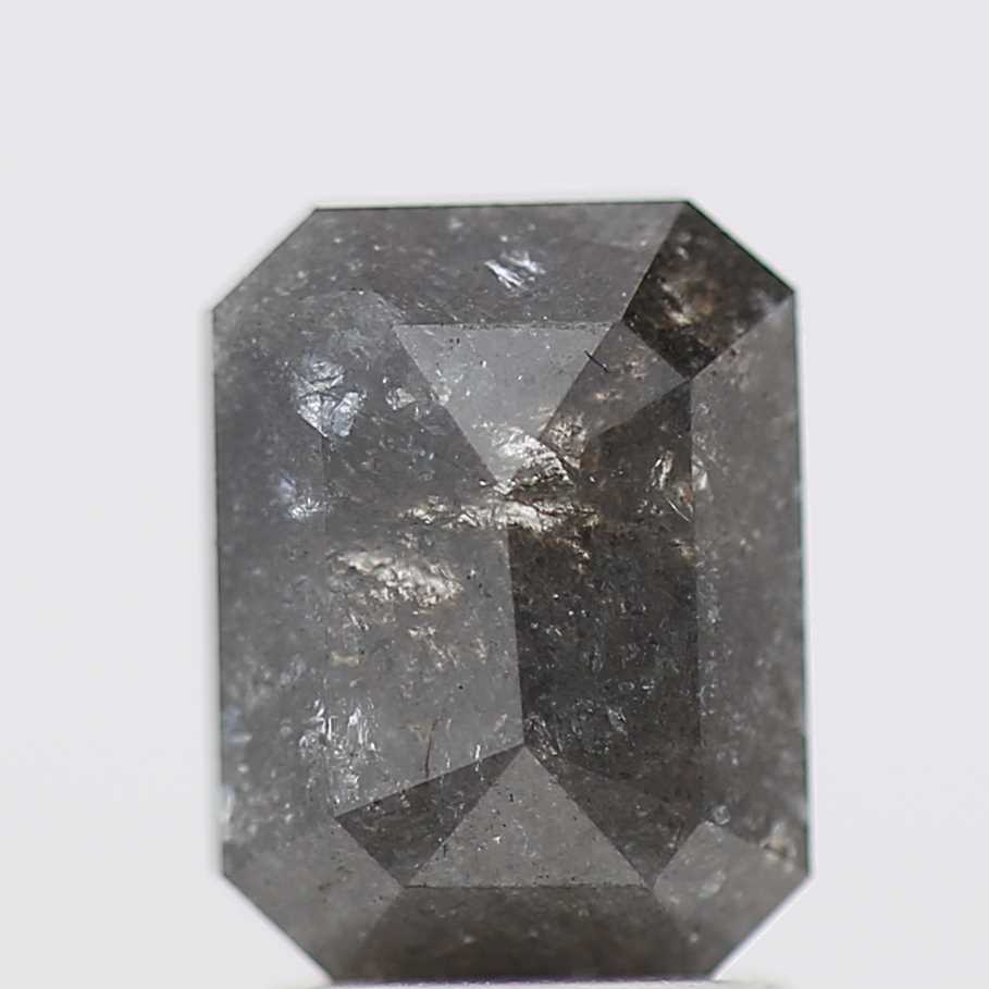 1.96 Carat 8.20 MM Fancy Gray Emerald Cut Salt and Pepper Diamond - Blackdiamond