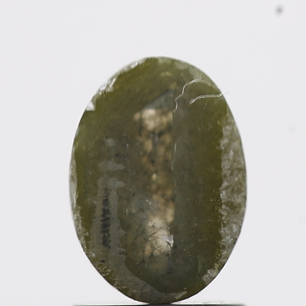 1.59 Carat Oval Rose Cut Salt and Pepper Diamond 7.5 MM