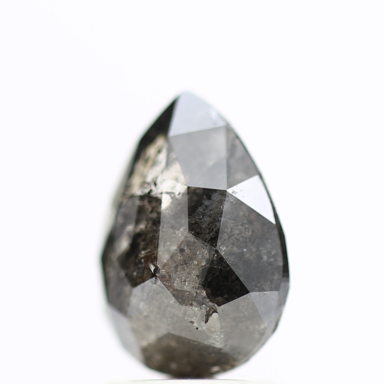 2.02 Carat Salt & Pepper Pear Diamond Double Cut Diamond 9.38 MM