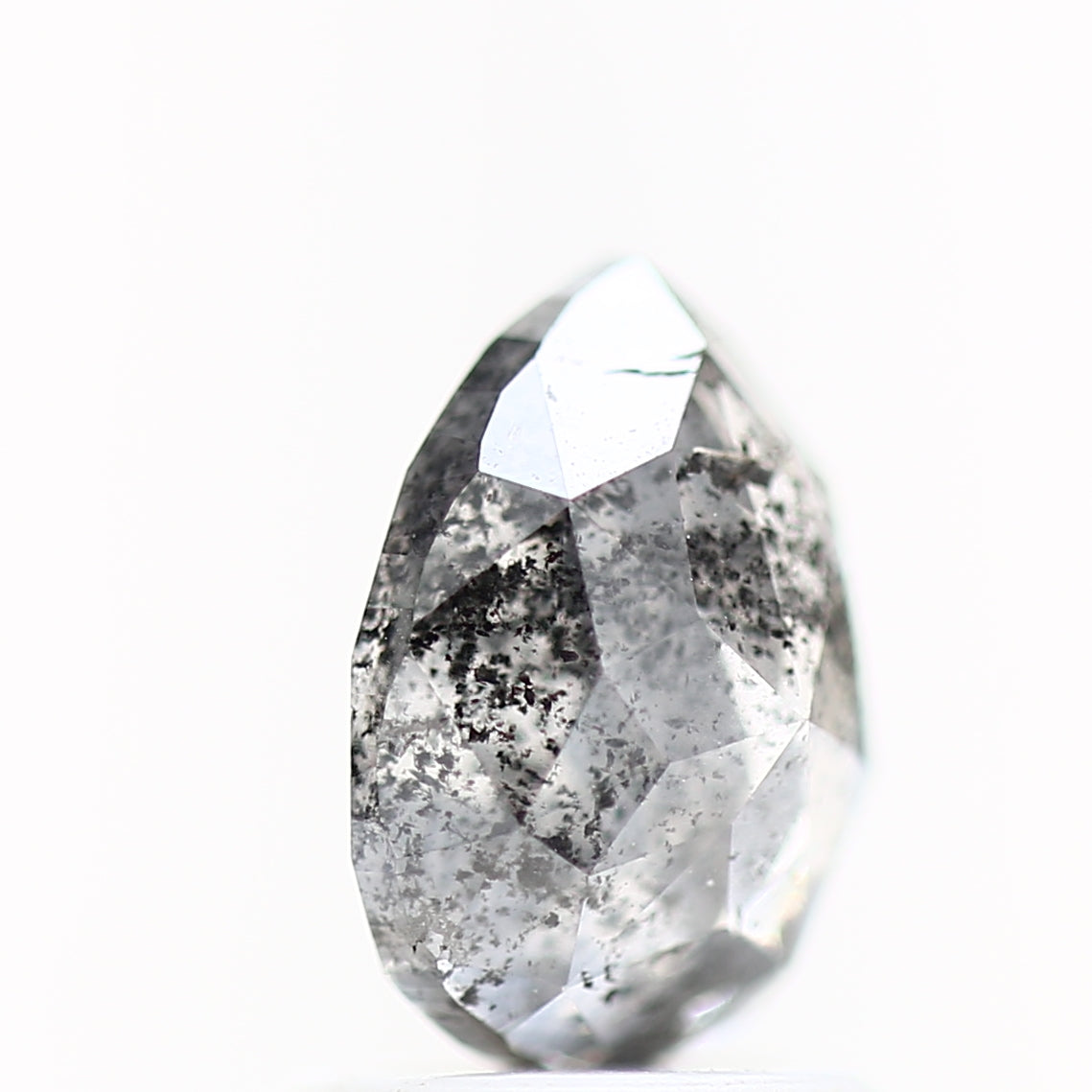 1.60 Carat Natural Gray Diamond For Pear Cut Diamond Halo Ring