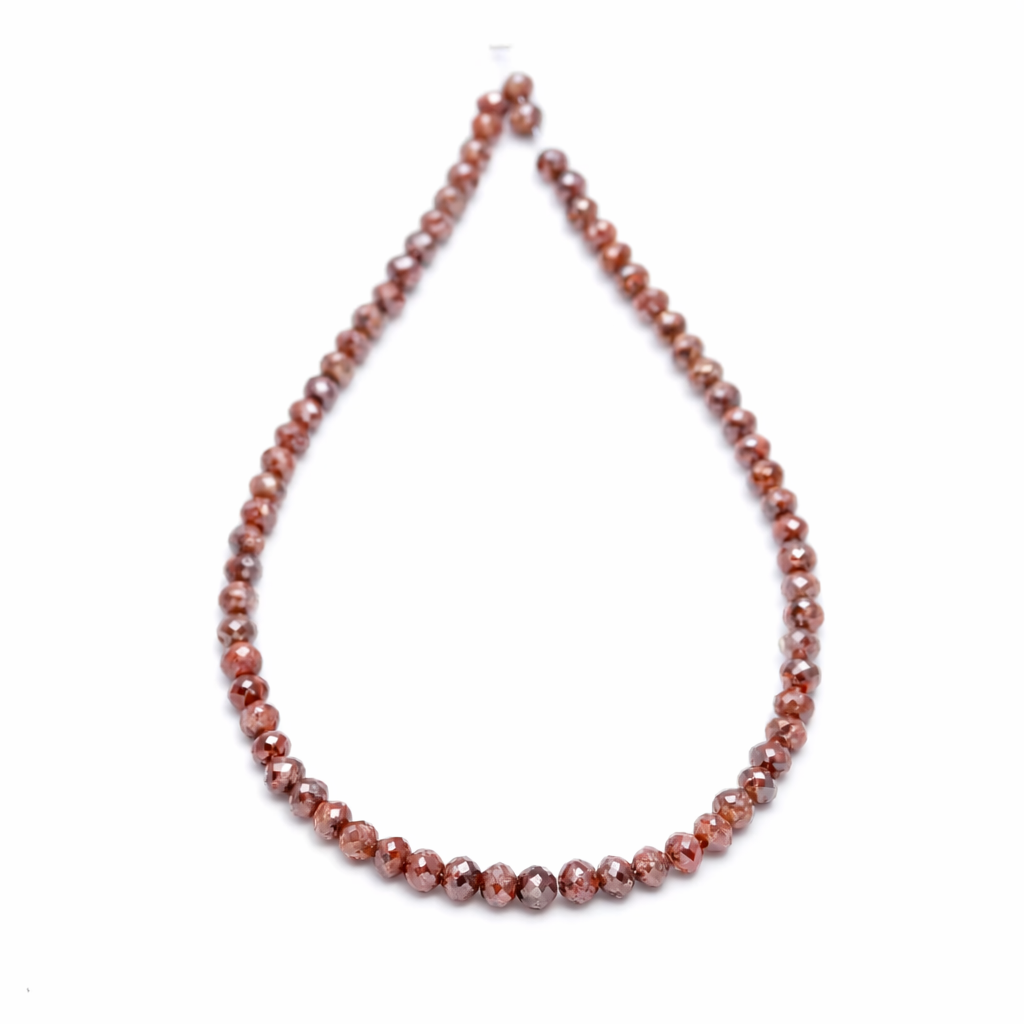 AAA+ Champagne Rondelle 15 inch Natural Faceted Red Diamond Beads