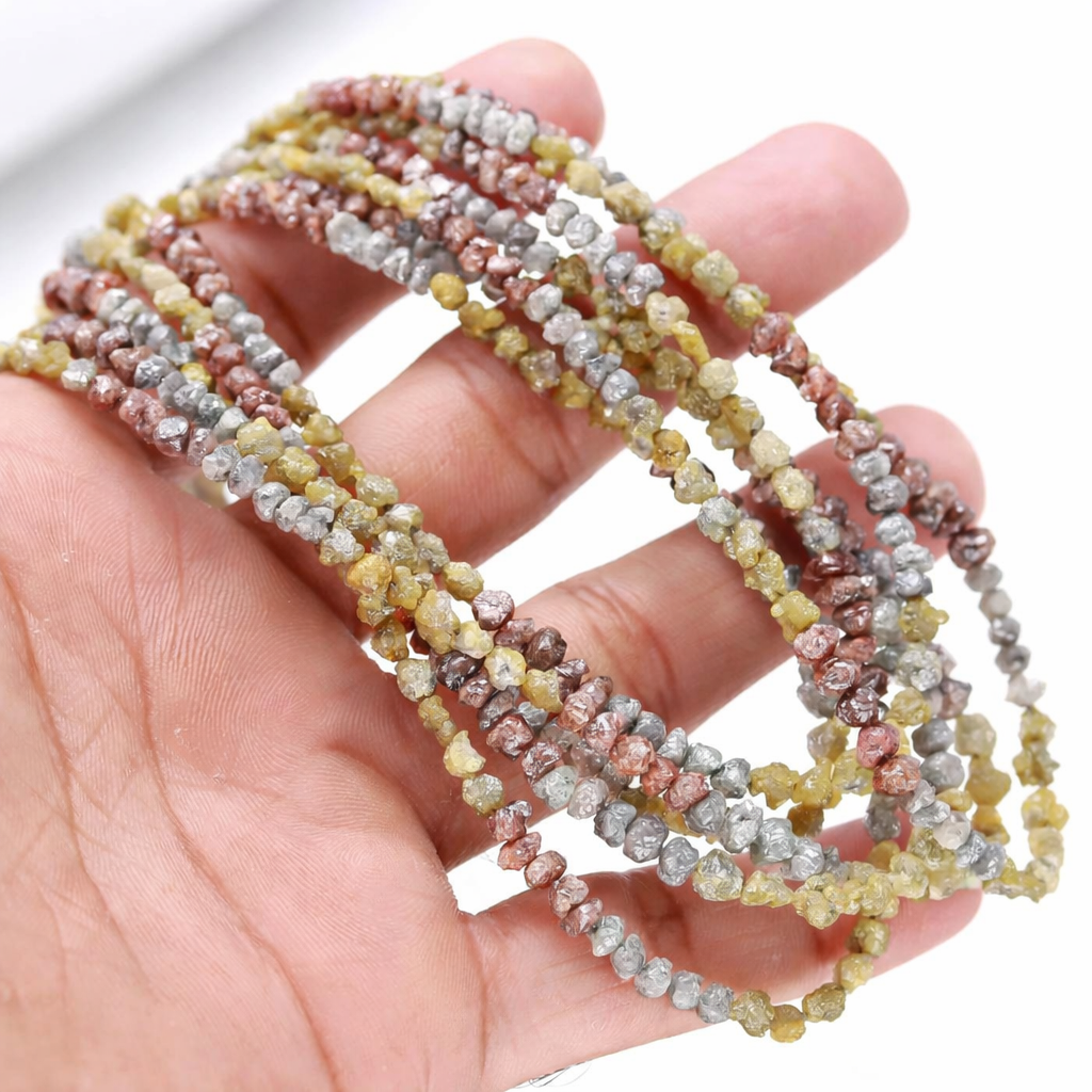 Multi Colour Raw Natural Rough Diamond Nugget Beads 3-5mm