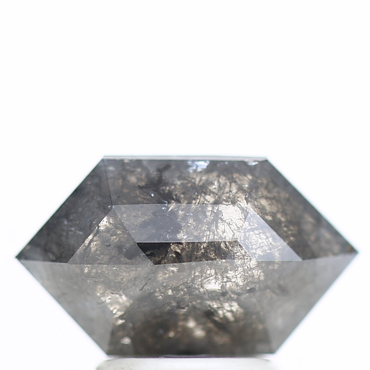 1.58 Carat Natural Hexagon Gray Salt Pepper Diamond 11.19 MM