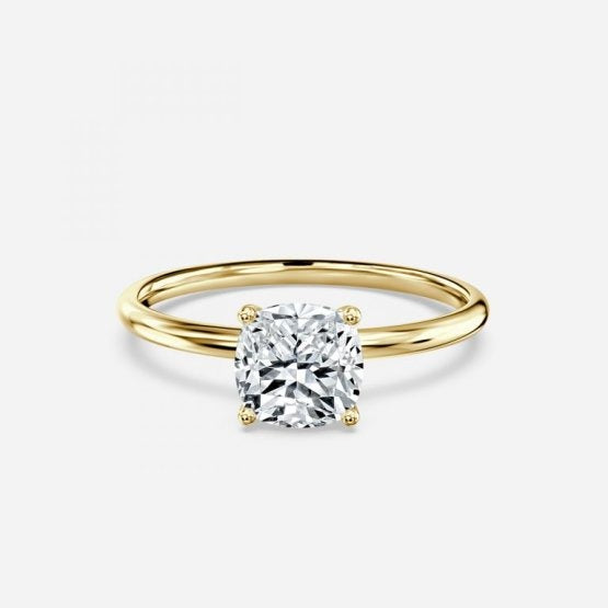 Bdaya Cushion Solitaire Engagement Ring 14K / 18K Solid Gold