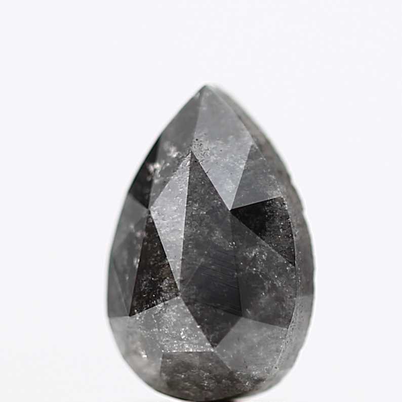 1.56 Carat Natural Black Diamond Pear Rose Diamond
