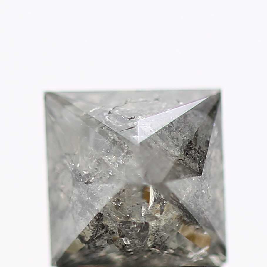 1.25 Carat 5.85 MM Natural Gray Princess Cut Salt and Pepper Diamond - Blackdiamond