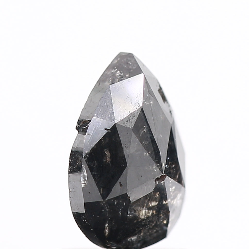 0.92 Carat Natural Pear Rose Cut Black Salt and Pepper Diamond SDM165
