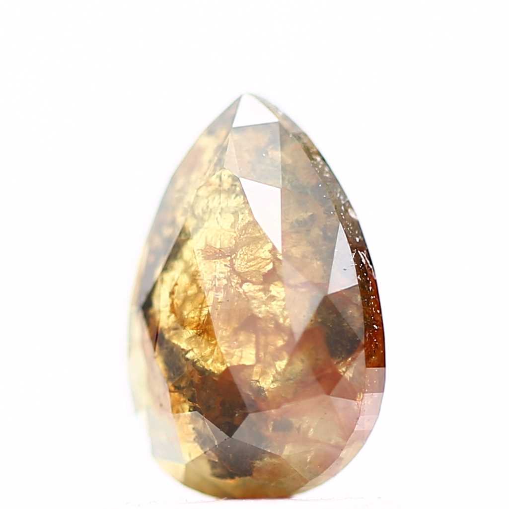 1 Carat Salt and Pepper Diamond Natural Orange Pear 7.85 MM
