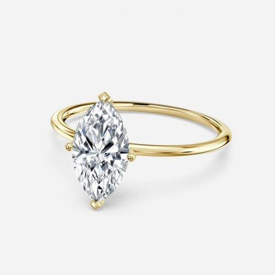 Bdaya Marquise Solitaire Engagement Ring 14K / 18K Solid Gold
