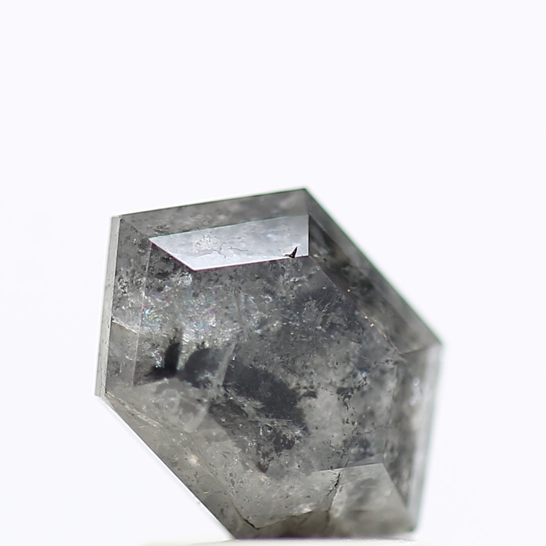1.54 Carat Grey Hexagon Salt and Pepper Diamond 8.41 MM