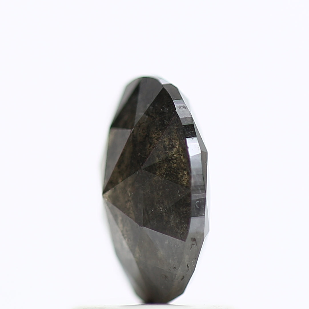 1.11 Carat Black Oval Rose Cut Diamond Salt & Pepper Diamond 7.71 MM