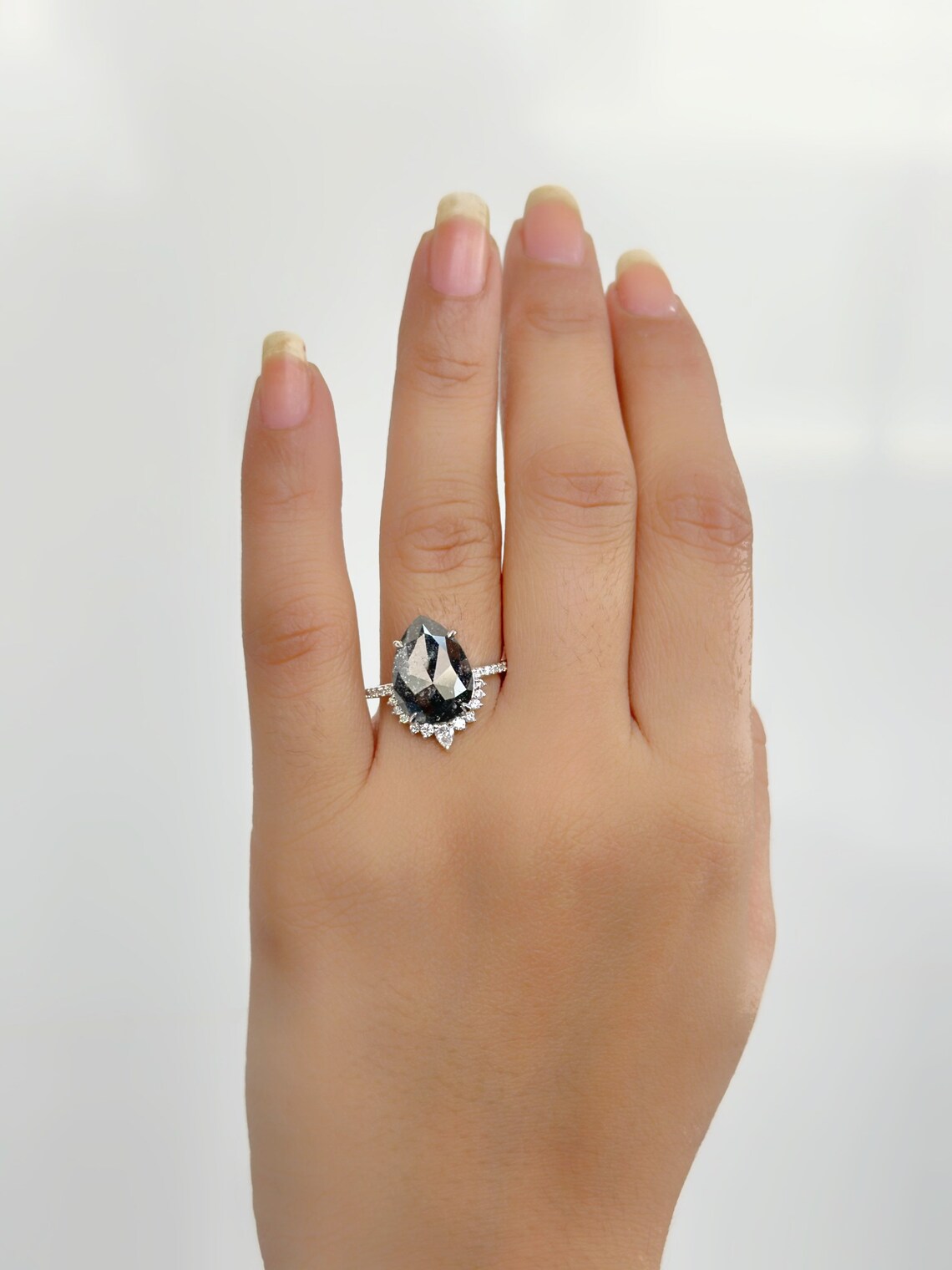 natural diamond ring pear rose cut