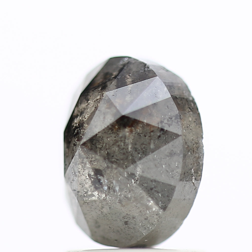 1.54 Carat Natural Gray Oval Rose Cut Salt And Pepper Diamond 7.42 MM