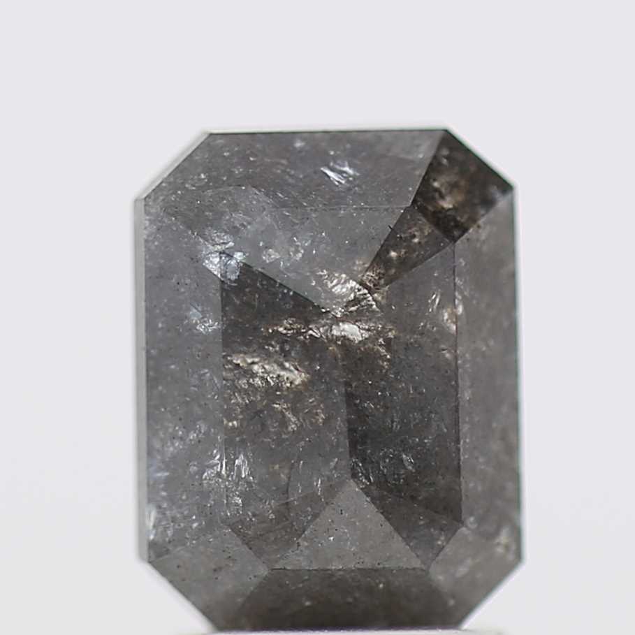 1.96 Carat 8.20 MM Fancy Gray Emerald Cut Salt and Pepper Diamond - Blackdiamond