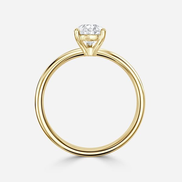 Deltic Pear Solitaire Engagement Ring 14K / 18K Solid Gold