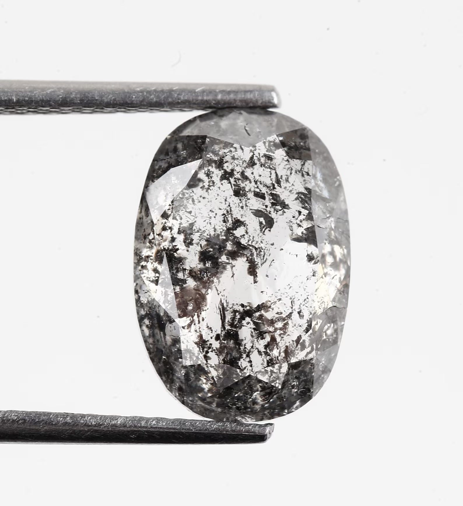 4.09 Carat Natural Oval Salt and Pepper Diamond 11.38 MM