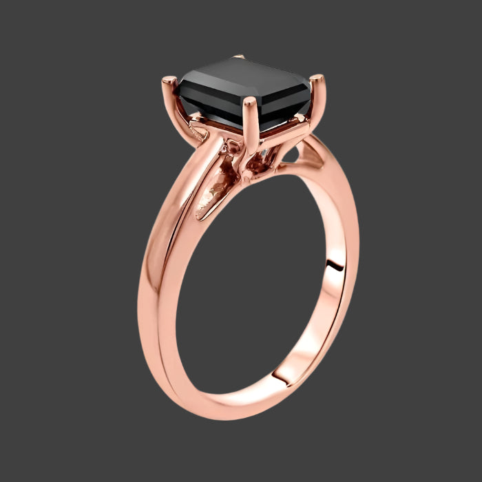 emerald shape black diamond ring