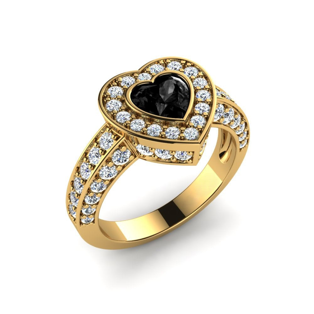 Heart Black Engagement Ring Vivian 14K Rose Gold