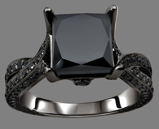 4 Carat Black Princess Cut Diamond Engagement