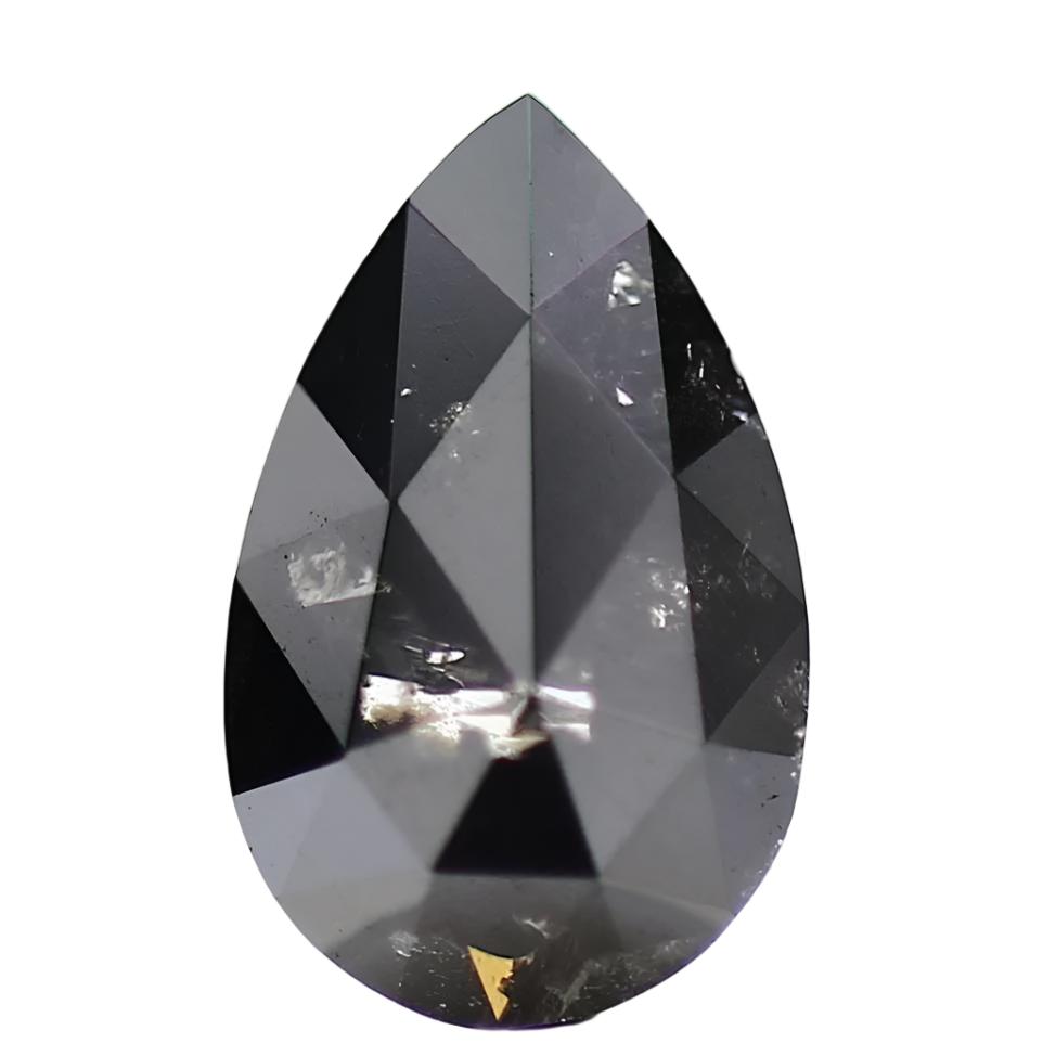 Black Rose Cut Diamond For Pear Engagement Ring