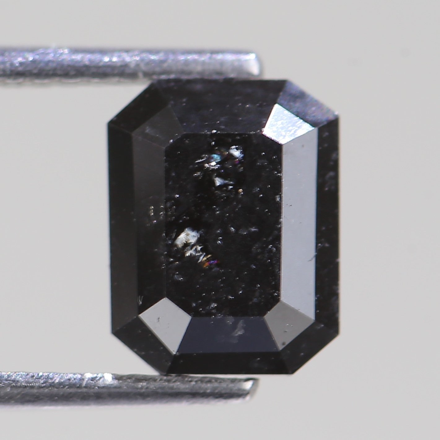 2.15 Carat Black Salt and Pepper Diamond For Emerald Cut Stone Rings