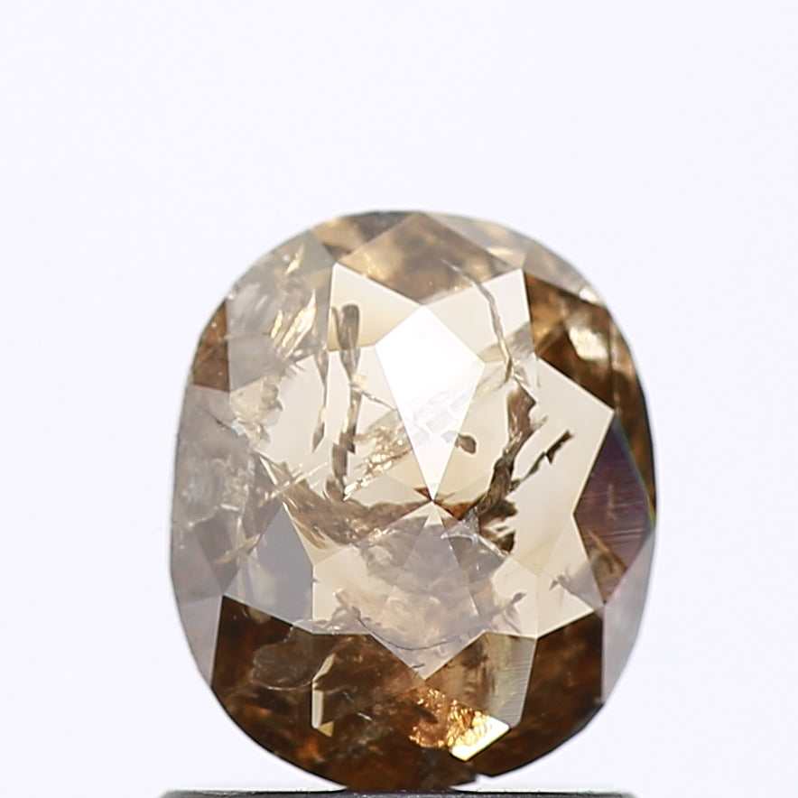 0.67 Carat Champagne Rose Cut Oval Diamond For Ring 6.70 MM