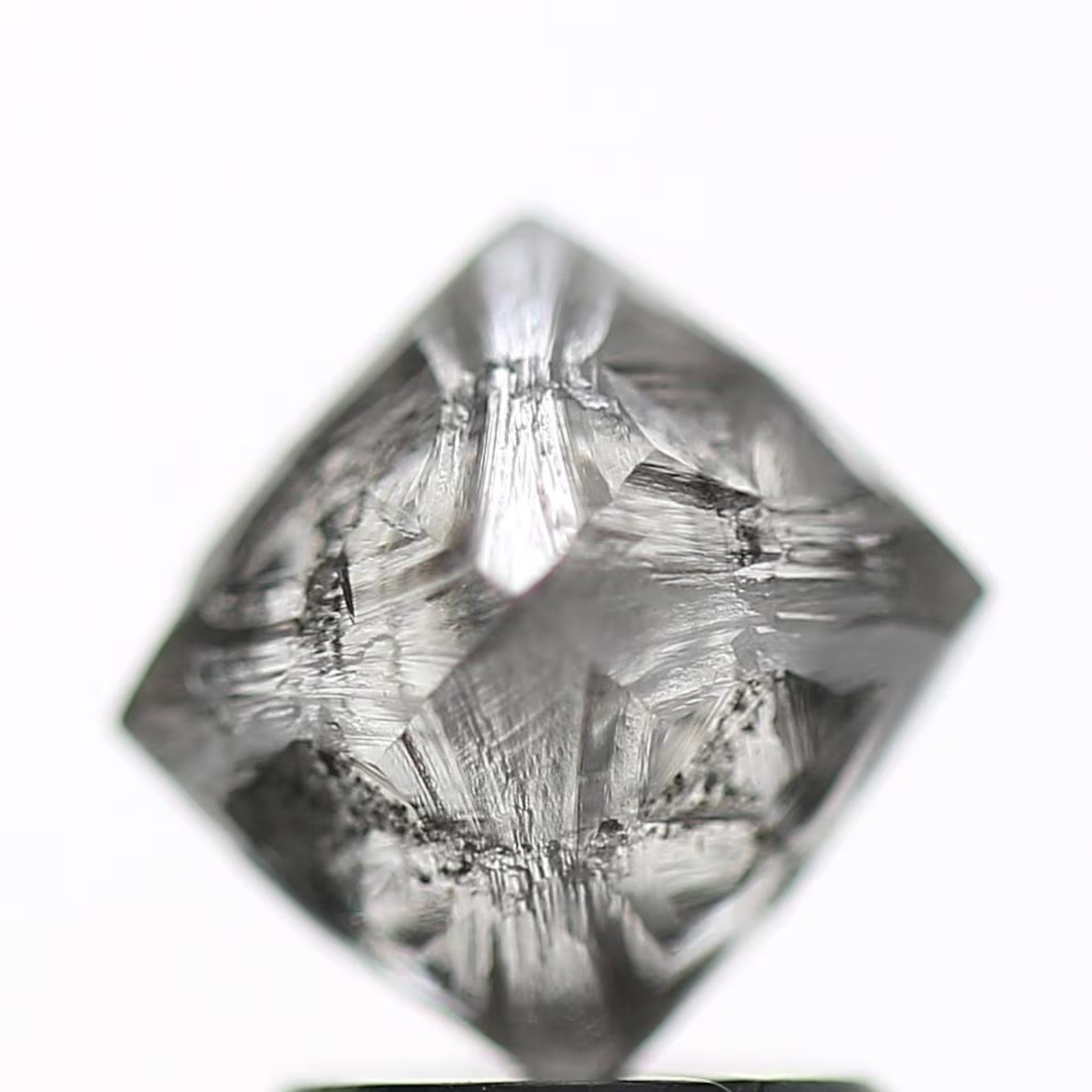 2.50 Carat Rough Diamond Natural Fancy Gray Octahedron 8.3 MM