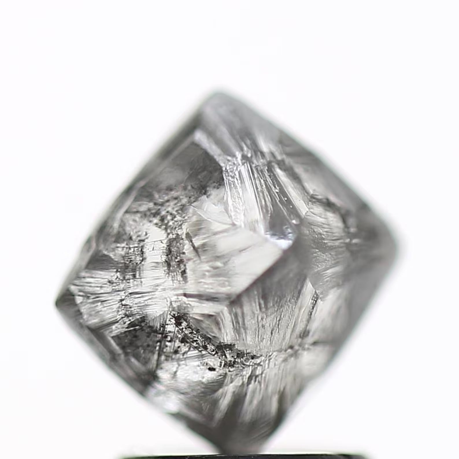 2.50 Carat Rough Diamond Natural Fancy Gray Octahedron 8.3 MM