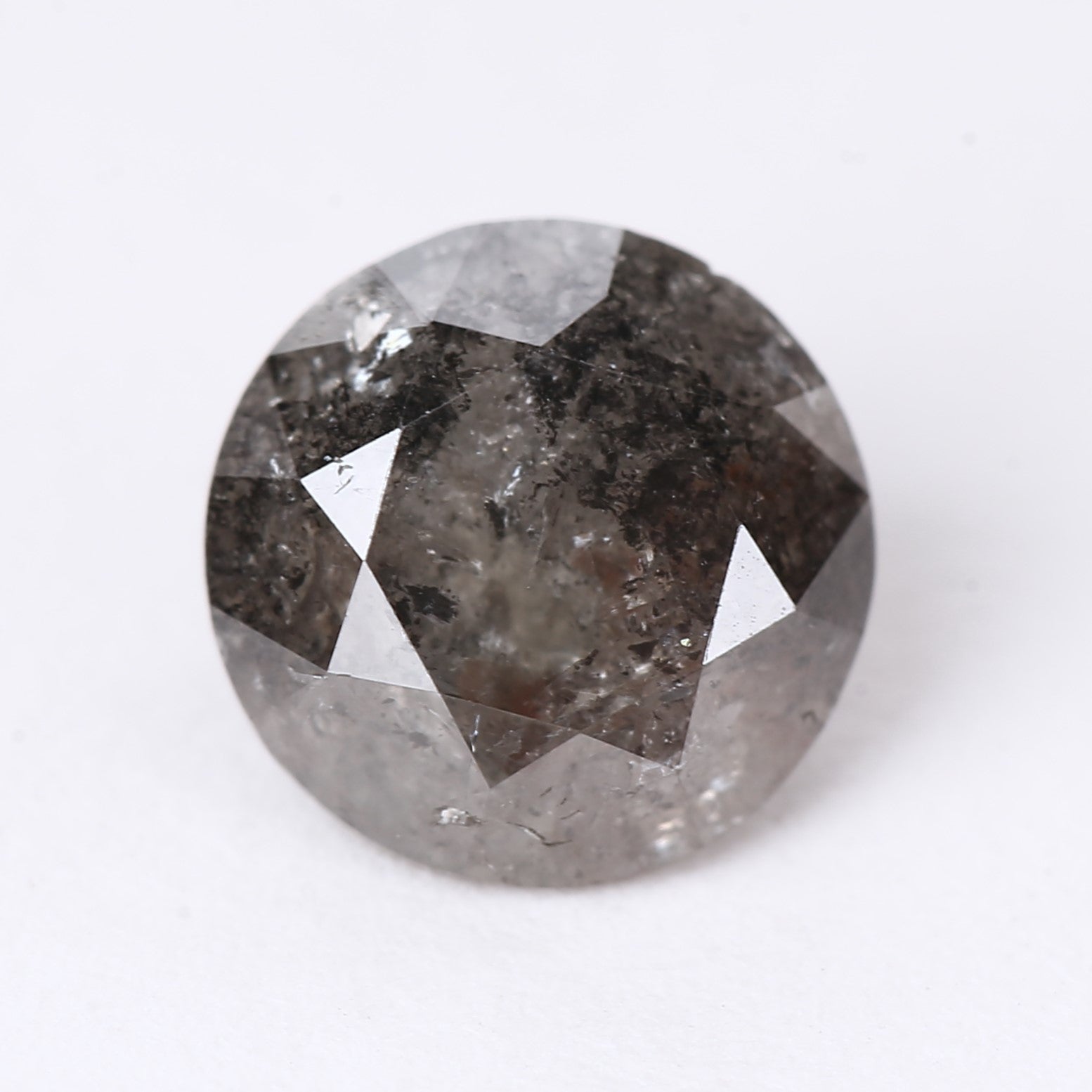 0.93 Ct Natural Gray Salt and Pepper Diamond 6.18 MM Round Brilliant Cut