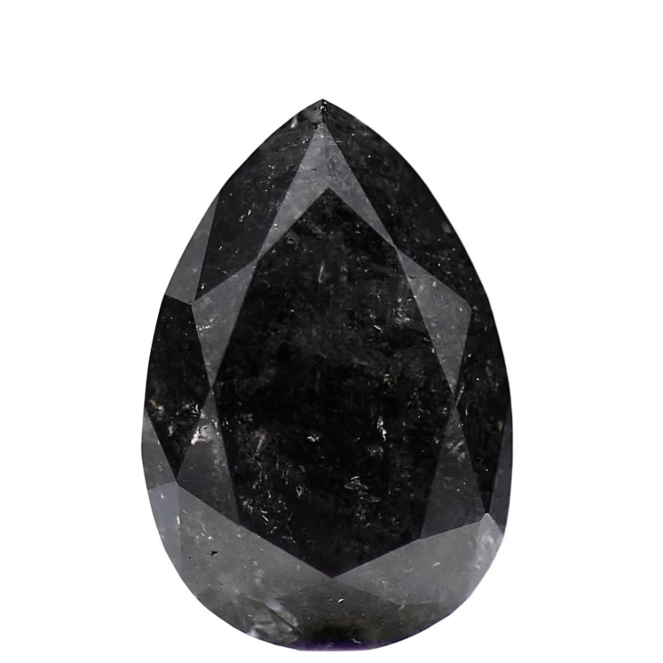 Fancy Black Natural Diamond Ring Pear Ring