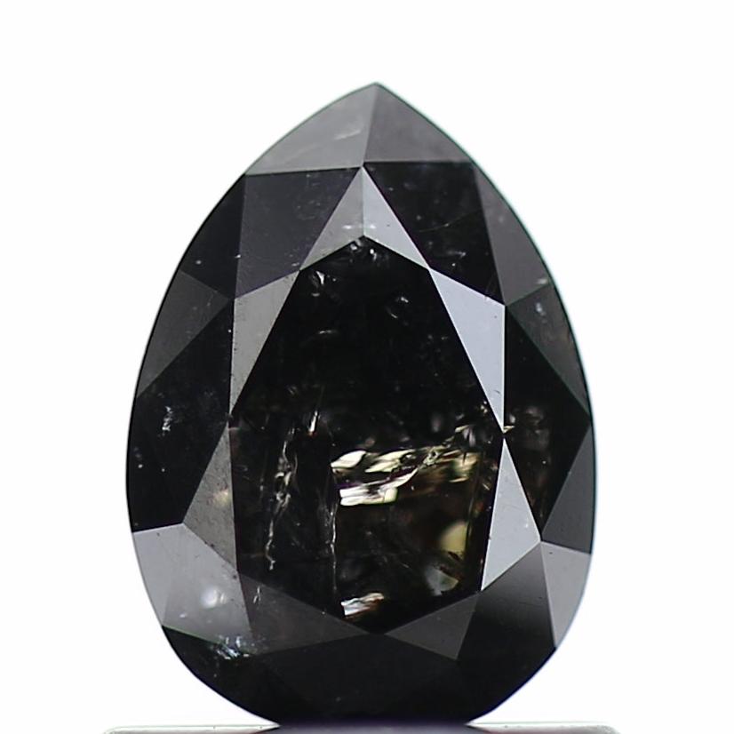 0.79 Carat Fancy Black Pear Salt and Pepper Diamond 7.02 MM