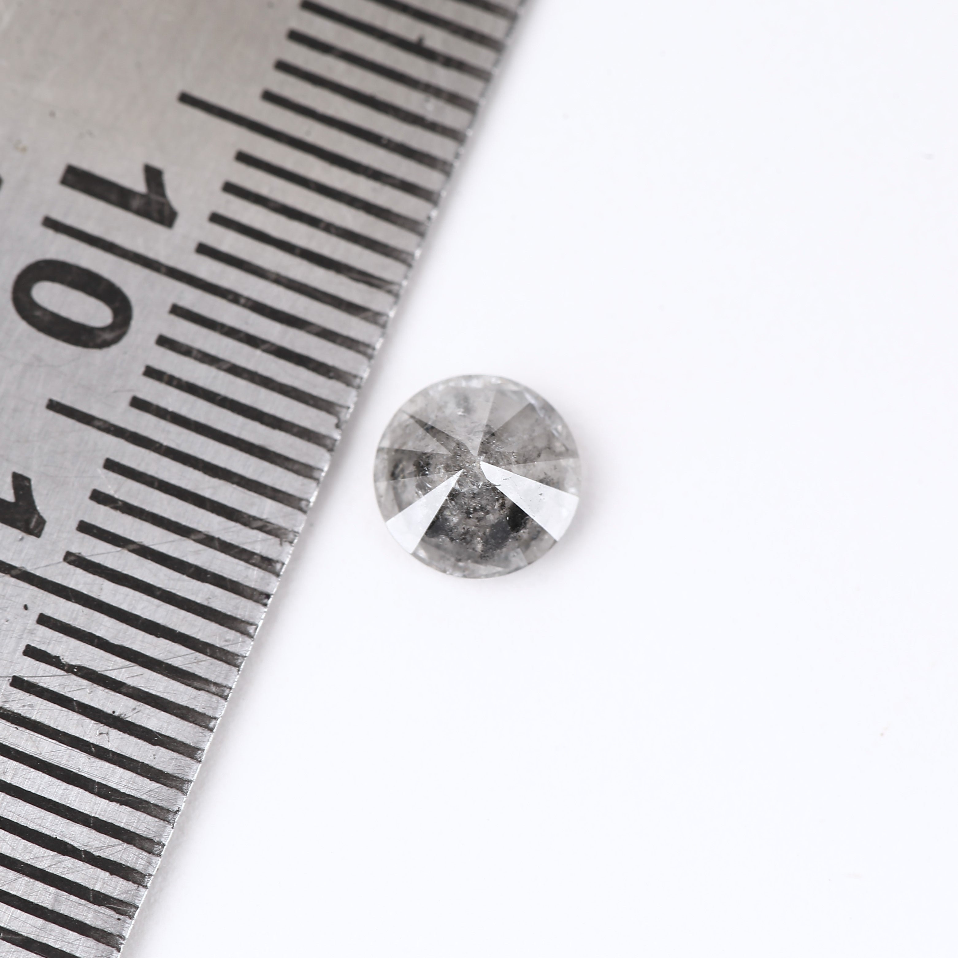 0.87 Ct Salt and Pepper Icy Grey Diamond 6.1 MM Round Cut with Subtle Inclusions