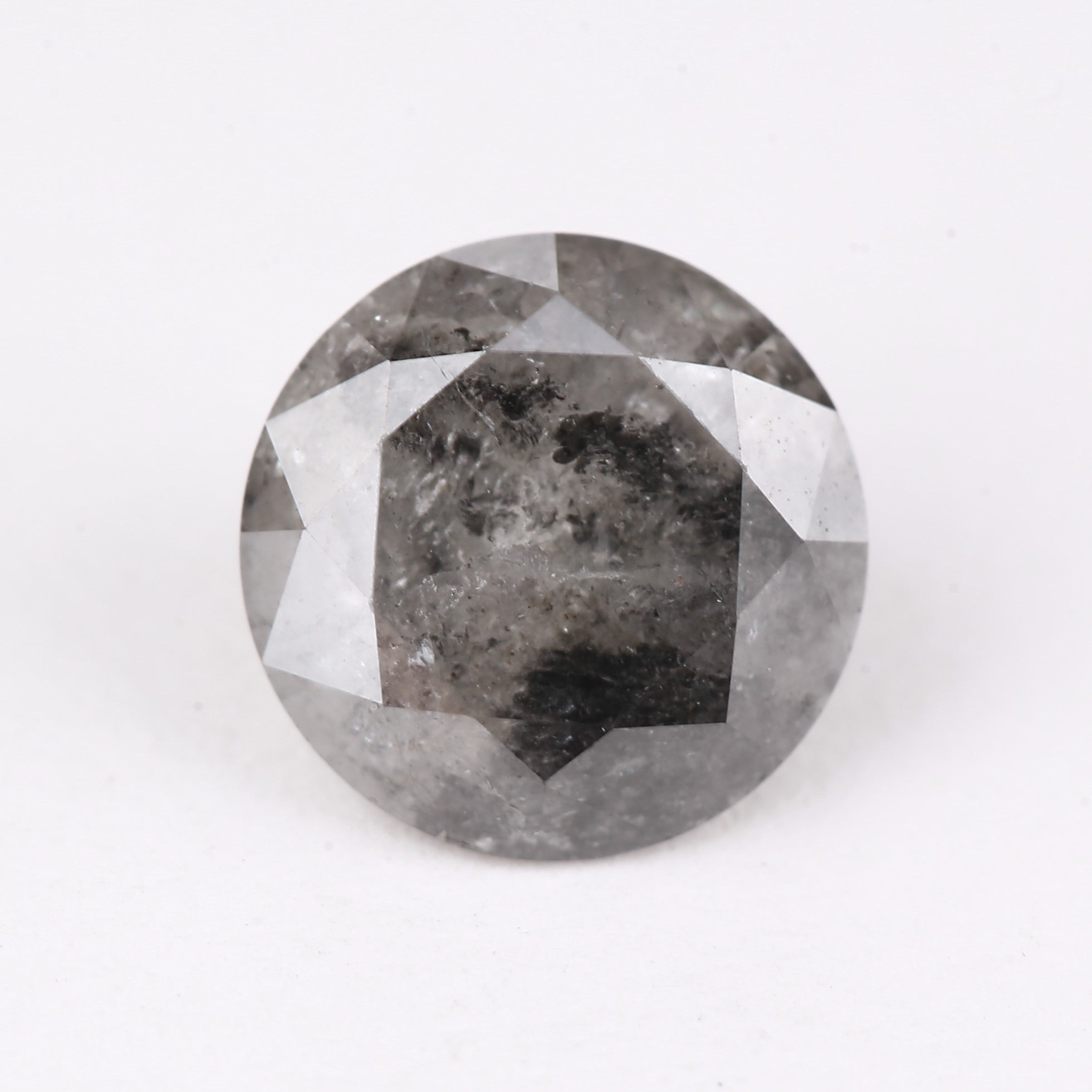 0.87 Ct Natural Salt and Pepper Diamond 6.1 MM Icy Grey Tones for Fine Jewelry