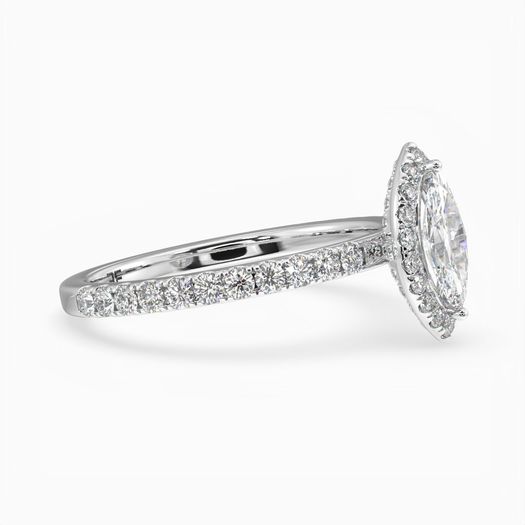 18k White Gold 1ct D VVS1 Halo Marquise Engagement Ring Elara